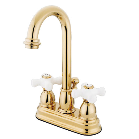 KINGSTON BRASS 4" Centerset Bathroom Faucet, Polished Brass KB3612PX